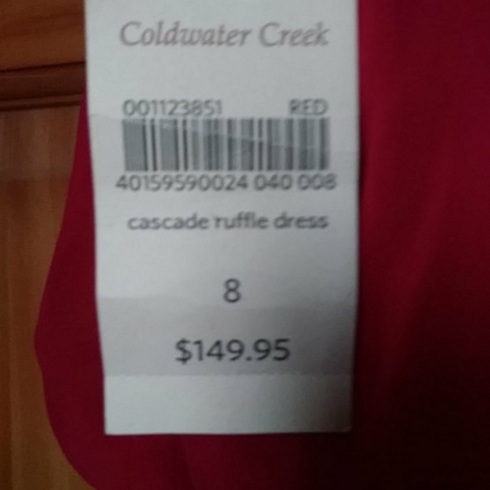 Cascade Ruffle Deep Red Dress 8 - Picture 6 of 10
